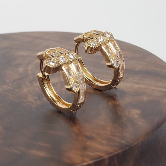 14K Gold Mens 1ct Diamond Small Huggie Hoop Round Earrings 14 K Silver Jewelry